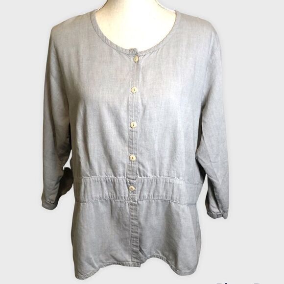 Flax 3/4 Cuff Sleeve Top Celery Size Medium - Picture 1 of 8